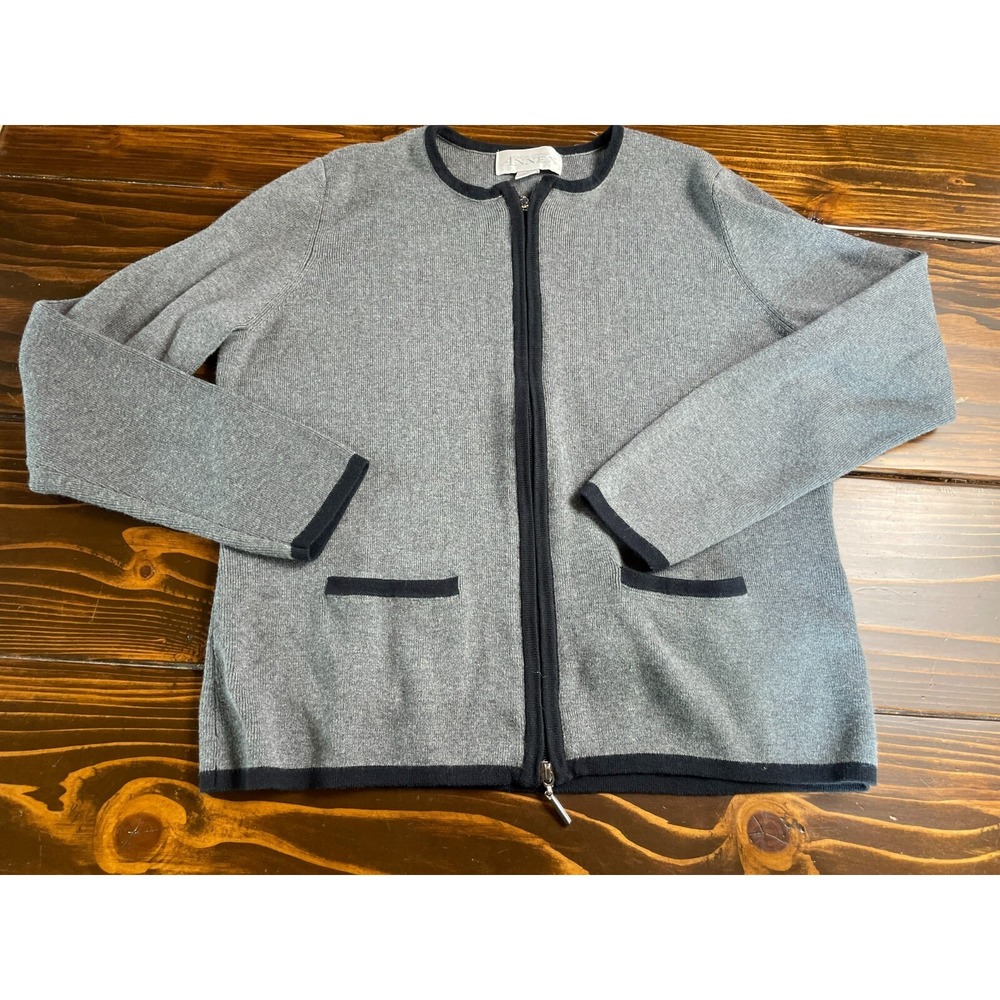 Casual Corner Annex Sweater, Women's Size Medium, Gray, Cardigan, Full Zip